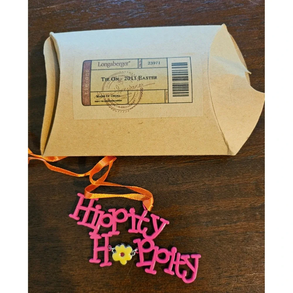 Longaberger Tie On 2011 Easter Pink Hippity Hoppity Basket Tie on